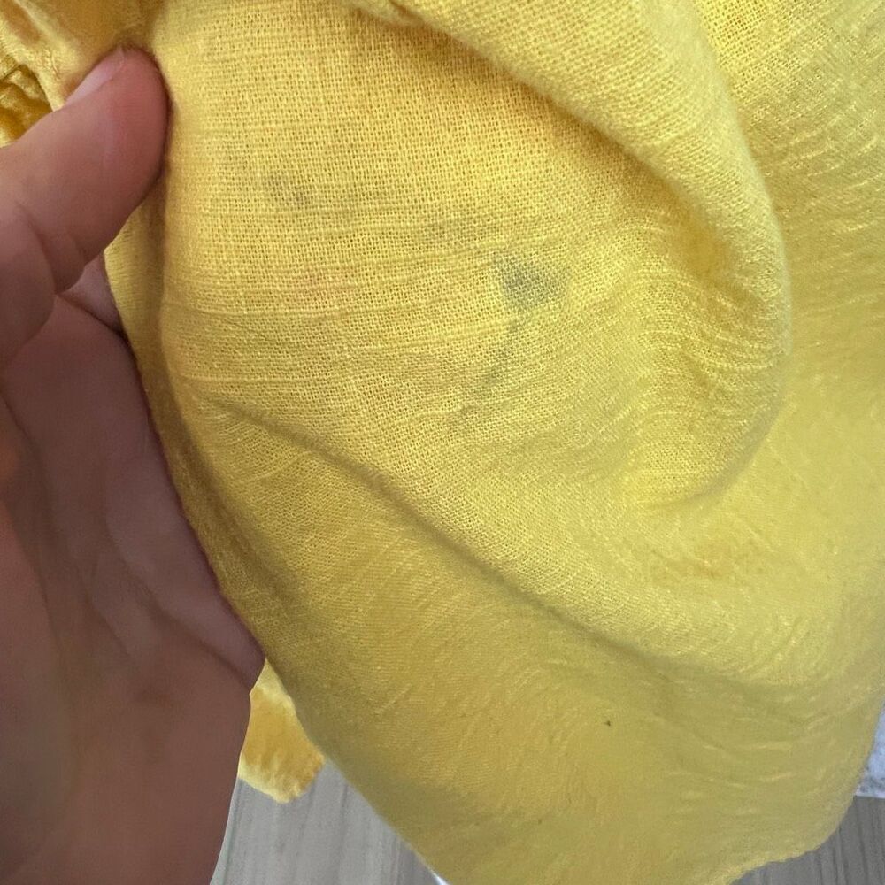 Billabong Yellow Cotton Puff Sleeve Tiered Midi Dress Size L Boho Cottagecore - Picture 8 of 11